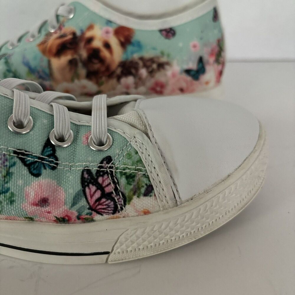 SHOE WOMEN 7.5 YORKIE TERRIER DOG PUPPY TIE TENNIS CASUAL CRUISE VACATION SHOW - Picture 6 of 11